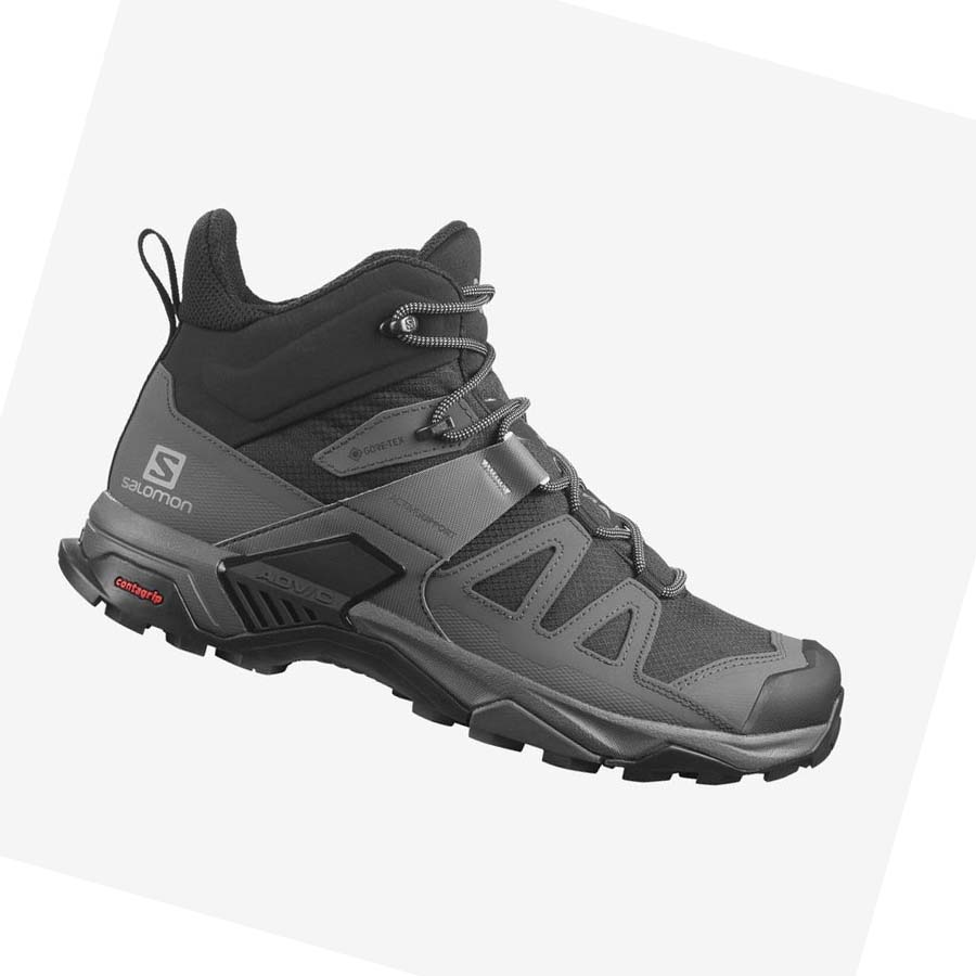 Salomon X ULTRA 4 MID WIDE GORE-TEX Túracipő Férfi Fekete Kék | HU 2002HAP